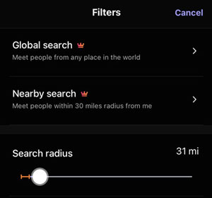 Hily search radius