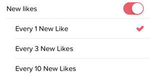 New Likes settings on Tinder