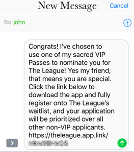 Example of a League VIP pass