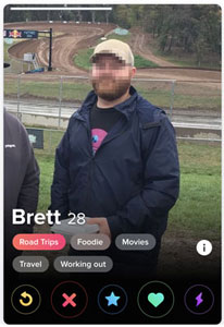 profile with Tinder interest badges displayed