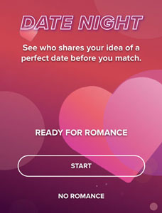 Tinder Vibes opt in for Date Night