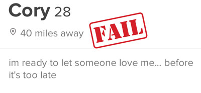 Depressing Tinder bio