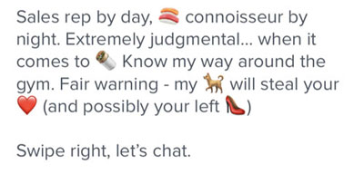 Emoji work well in Tinder profiles