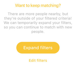 How To Use Bumble Filters To Get More Dates 3 Bumble's expand filters notification