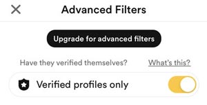 Bumble profile verified filter
