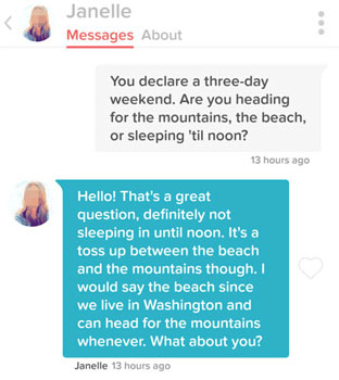 Tinder opener about a 3-day weekend