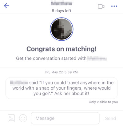 icebreaker example on CoffeeMeetsBagel match notification