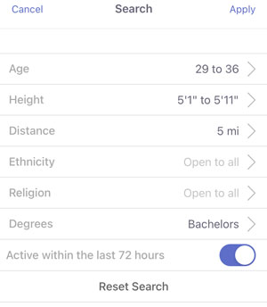 Hinge vs CoffeeMeetsBagel (2023) - Which Is Better For You? 4 Coffee Meets Bagel search filter example