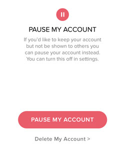 delete Tinder or pause option