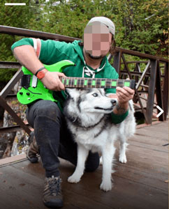 dog and guitar profile