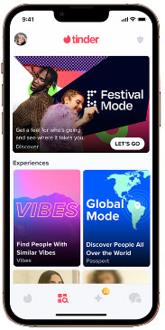 Tinder Festival Mode displayed on phone