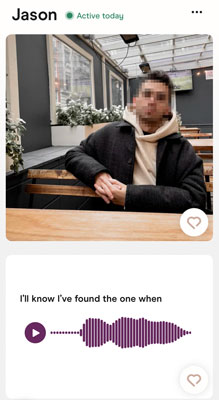 Example of where a voice prompt displays in a Hinge profile 