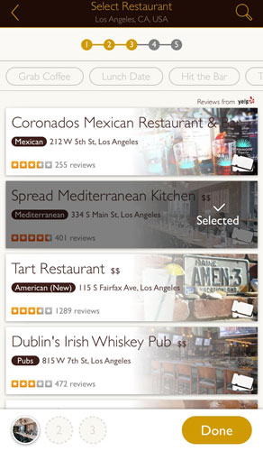 Dine app restaurant options