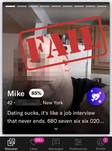 Example of a bad OkCupid profile