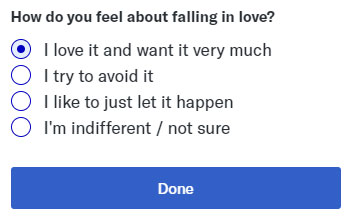OkCupid question about falling in love