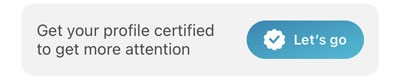 Let's go button for Happn profile certification badge