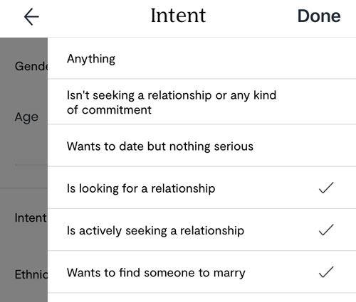 POF search intent filter options