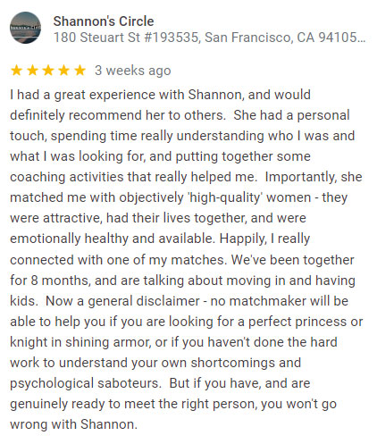 Google review for Shannon's Circle