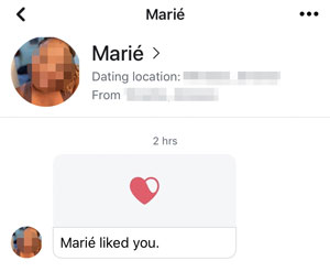 Marie profile like on Facebook Dating