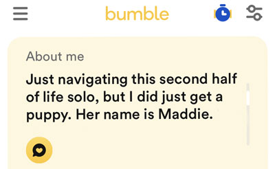 Bumble bio compliment opportunity