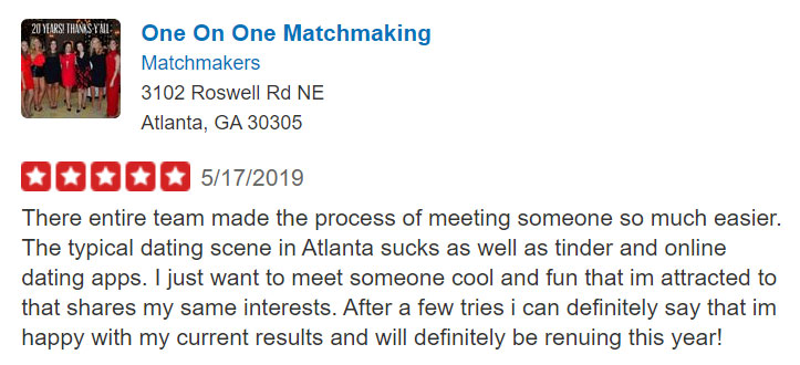 Yelp review for One On One Matchmaking