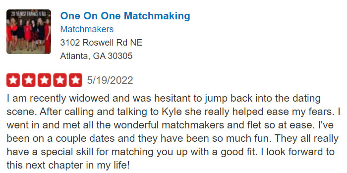 Yelp review for One on One Matchmaking