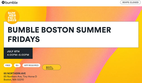Bumble IRL event for Boston singles
