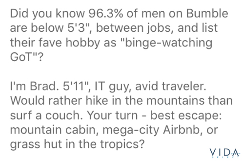 Funny Bumble men's bio idea