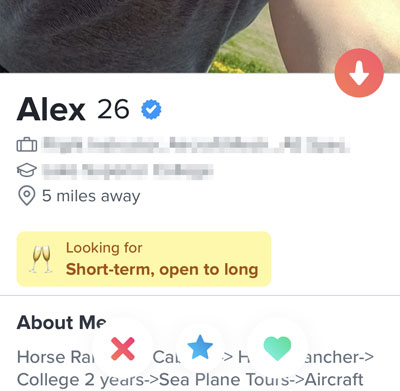 Tinder relationship intent badge on a profile