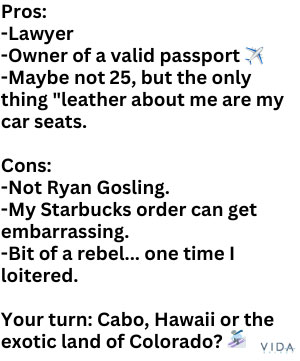 Pros & Cons list for Tinder profile