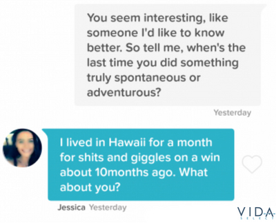 When's the last time you did something spontaneous Tinder conversation starter