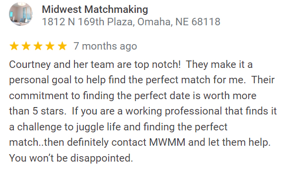 Google review of Midwest Matchmaking