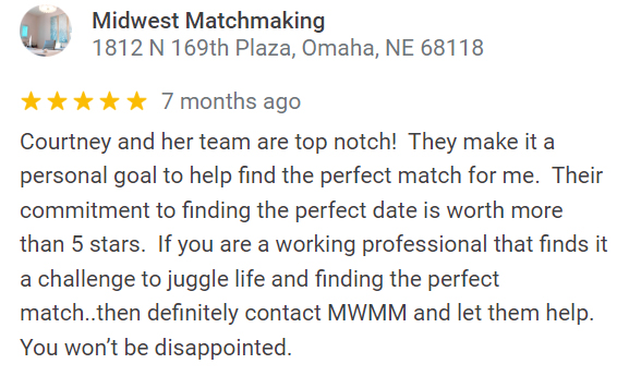 Google review of Midwest Matchmaking