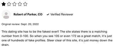 SilverSingles review on Consumer Affairs that is 1 star