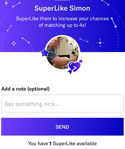 OkCupid SuperLike note example