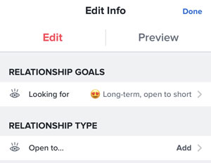 Tinder relationship types settings