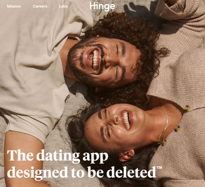 Hinge dating app homepage