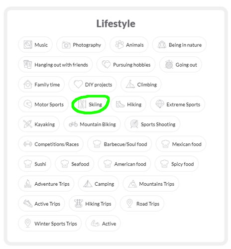 How Does eHarmony Work? An Expert’s Guide To Using eHarmony! 7 Skiing lifestyle badge highlighted with a green circle