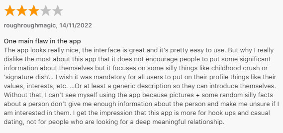 3-star Grazer review on App Store