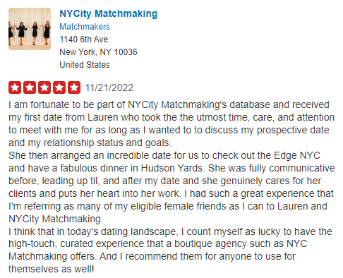 NYCity Matchmaking Yelp review