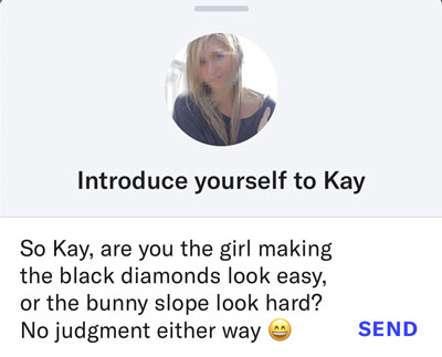 Example of an OkCupid Intro about skiing