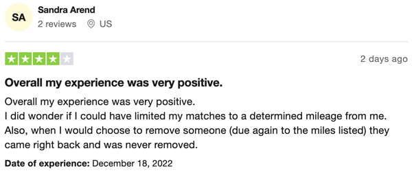 4-star Zoosk review on Trustpilot