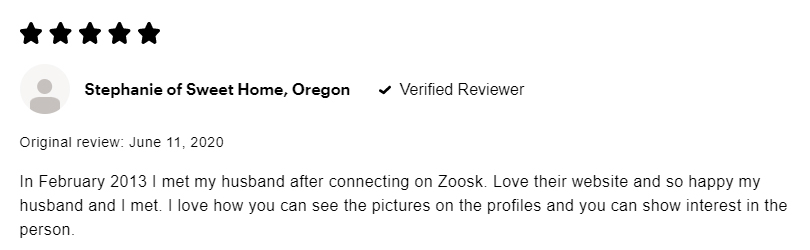 5-star Consumer Affairs Zoosk review