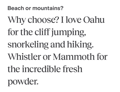 effective Beach or Mountains? prompt example