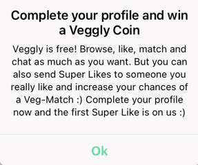 Veggly free Coin notification