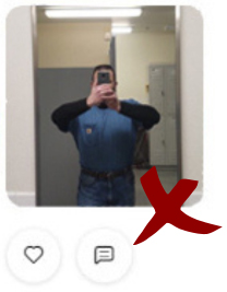 man taking a mirror selfie reflecting a locker room