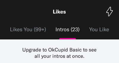 Upgrade notification on OkCupid