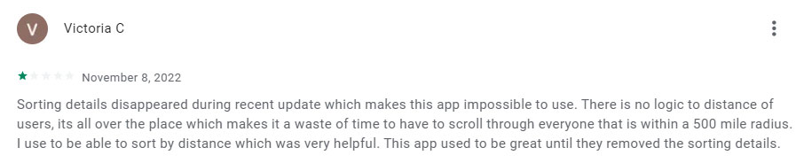 1-star Veggly review on Google Play