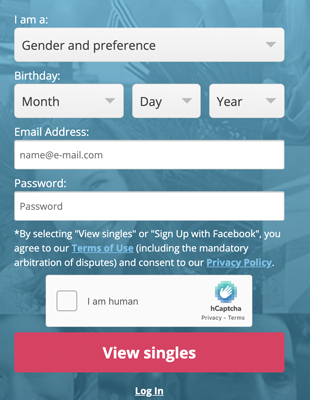 Zoosk sign up screen