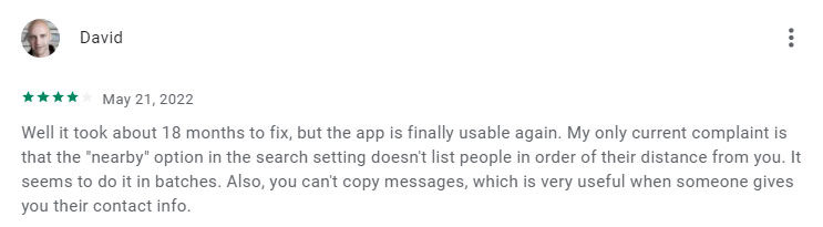 4-star Luxy review on Google Play Store